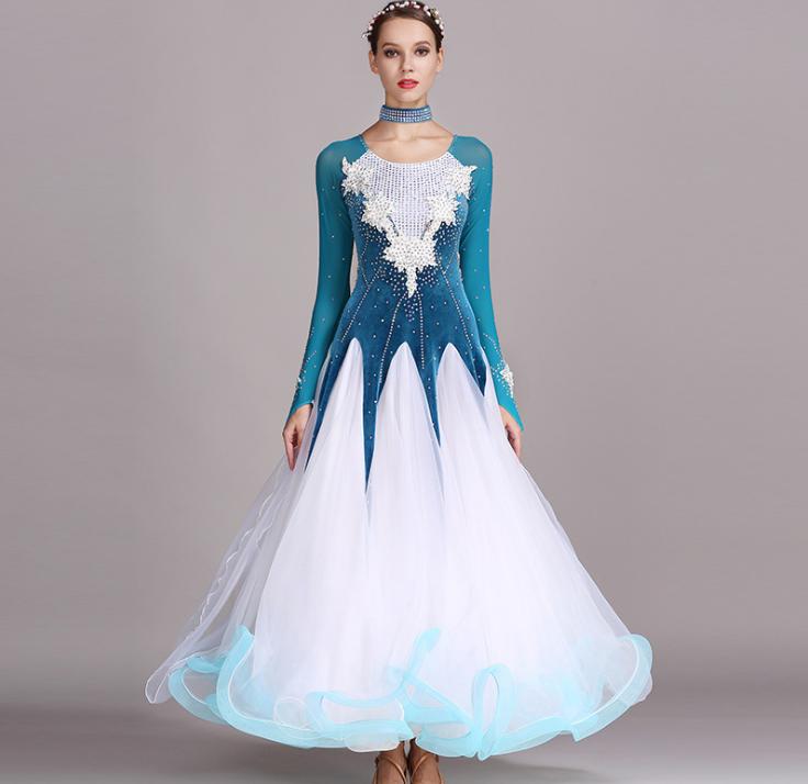 Elegante Vestido De Baile De Salón De Encaje, Falda Larga, Vestido Moderno Con Vuelo, Disfraz De Competición, Negro 2, Mediana