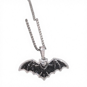 Colgante de Murciélago con Moissanita Negra D VVS, Plata de Ley 925, Chapado en Plata, Estilo Hip Hop, Amuleto de Animal, Corte Brillante, Color y Logotipo Personalizables - Product Image 2