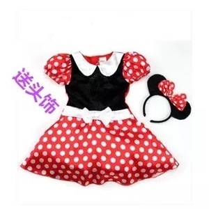 <span class=keywords><strong>Vestito</strong></span> <span class=keywords><strong>da</strong></span> Minnie Mouse per Bambine, Rosso a Pois, Costume <span class=keywords><strong>da</strong></span> Spettacolo in Raso a Trapezio con Fascia per Capelli - Product Image 4