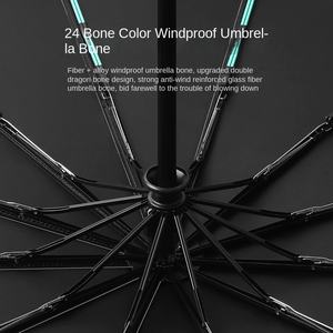 Venta al por mayor 24-Bone Paraguas plegable automático Gran protección UV Protector solar con diseño de costillas de 12K para hombres Mujeres para regalos de negocios - Product Image 4