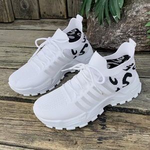 Beige Knit Running Shoes Lace-Up Round Toe Breathable Mesh Upper Rubber Outsole <b>EVA</b> Midsole All Season Sneakers - Product Image 4