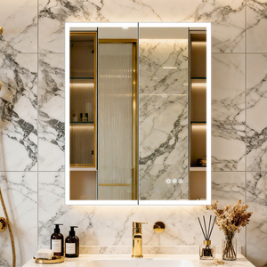 <span class=keywords><strong>Armoire</strong></span> à miroir LED à double porte personnalisable, anti-buée, 3 températures <span class=keywords><strong>de</strong></span> couleur, éclairage intérieur, <span class=keywords><strong>prise</strong></span> USB pour rasoir - Product Image 2