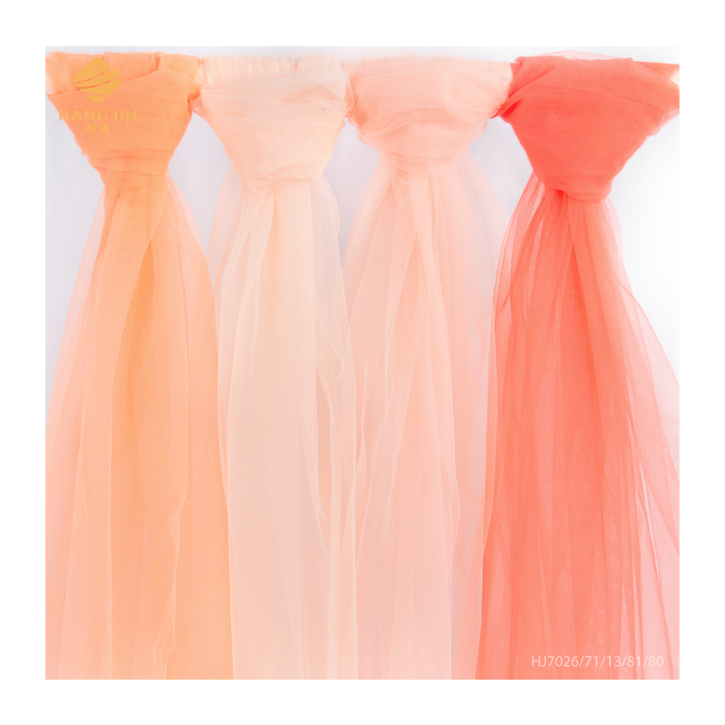 100% Polyester Wholesale colorful Bridal Mesh Net Tricot Tulle Fabric Orange for Wedding Dress Party Decoration