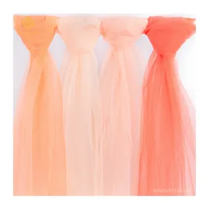 % 100% Polyester toptan renkli örgü Net triko tül kumaş tutu elbise turuncu tül örgü kumaş