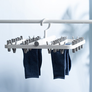 Séchoir à linge domestique avec pinces, rectangulaire, pliable, multifonctionnel, pour sous-vêtements et chaussettes, coupe-vent et anti-emmêlement - Product Image 4