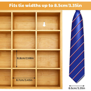 Bamboo Drawer Organizer Closet Divider <strong>Storage</strong> Wall Mounted Bow <strong>Tie</strong> <strong>Box</strong> 16 Compartments <strong>Storage</strong> <strong>Box</strong> Collectibles Display Rack - Product Image 2