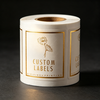 Étiquettes adhésives imperméables texturées or de luxe, personnalisables, avec marquage à chaud, support d'impression de logo personnalisé, en vinyle PVC