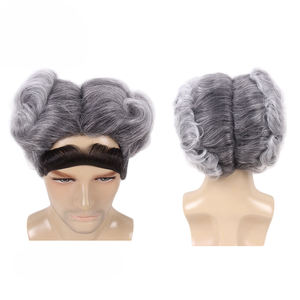 <span class=keywords><strong>Perruque</strong></span> courte bouclée <span class=keywords><strong>grise</strong></span> et ensemble de sourcils pour <span class=keywords><strong>Halloween</strong></span> et Noël, nouvelle collection transfrontalière - Product Image 4