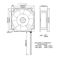 Ventilateur axial 150x150x51mm 110V 220V 12V 24V 48V à haut débit d'air (CFM) pour la ventilation industrielle des armoires et le refroidissement des machines de soudage