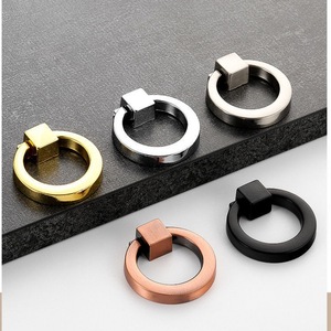 European Style <b>Drawer</b> Handle Cabinet Knob Ring <b>Pull</b> Solid Thickened Black <b>Gold</b> Silver Color - Product Image 2