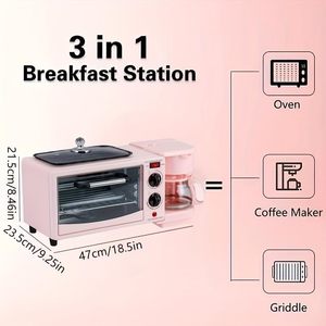 <b>Electric</b> 3-in-1 Multi-Function Breakfast Maker with Toaster Oven Coffee Pot & Frying Pan for Household Use - Product Image 4