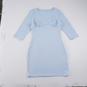 Robe Courte Moulante et Polyvalente à Col en V et Manches Courtes, Style Basique et Élégant pour le Quotidien, Coupe Ajustée Sexy - Product Image 6