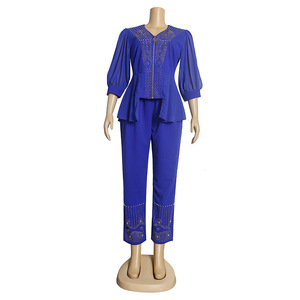 Traje de dos piezas elegante y ajustado de AliExpress <span class=keywords><strong>Wish</strong></span>, estilo profesional, con top y pantalones, <span class=keywords><strong>ropa</strong></span> de <span class=keywords><strong>mujer</strong></span> de talla grande de eBay. - Product Image 3