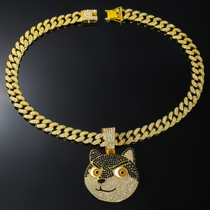 Pendentif tête de chien Husky Meme amusant, plaqué or 14K, style Hip Hop Bling, chaîne cubaine, unisexe, cadeau de fête pour enfants, tendance - Product Image 5