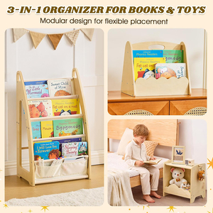 Estantería Modular de Madera de 5 Niveles para Niños Pequeños, Organizador de Juguetes con Asa - Product Image 5