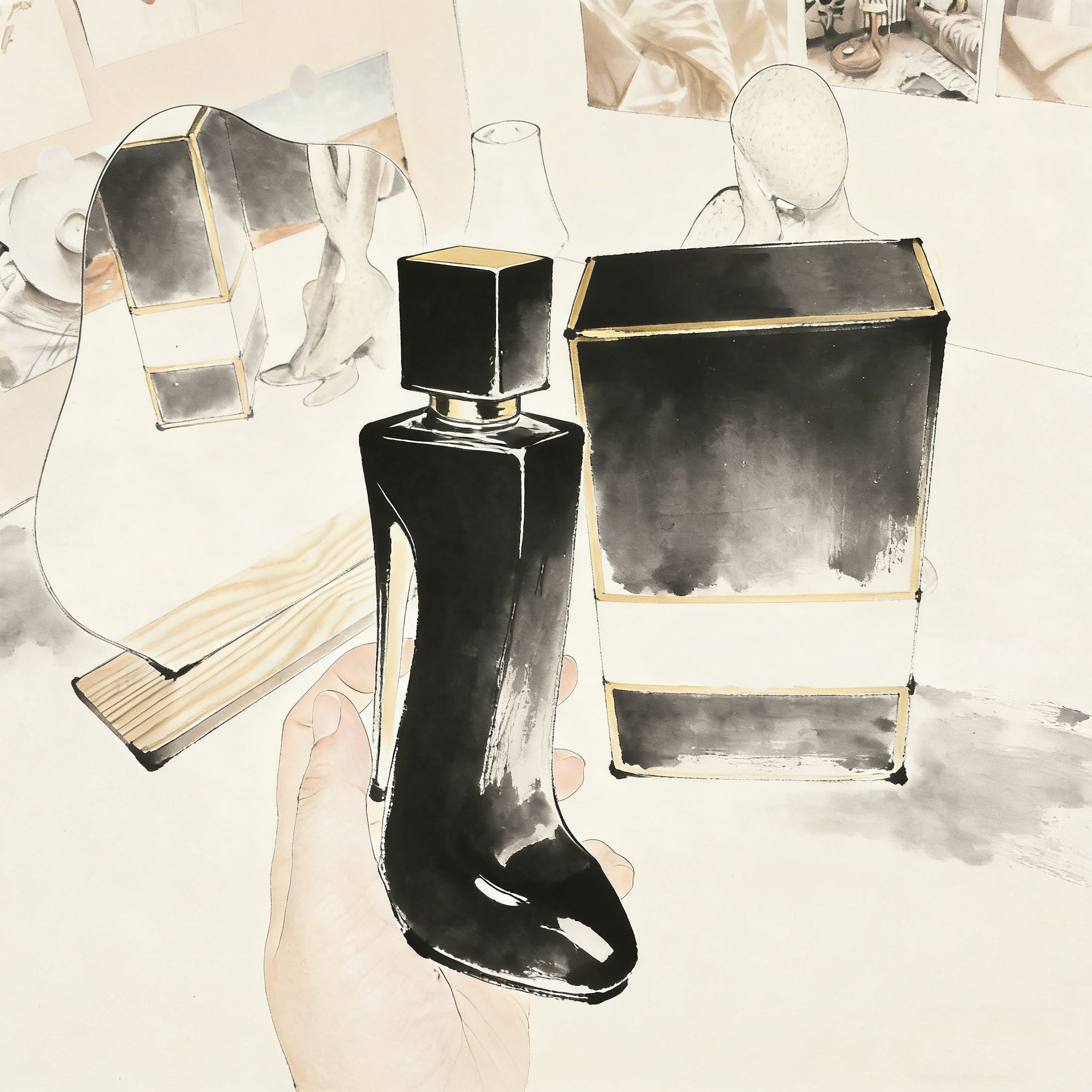 รองเท้าส้นสูงสีดำ