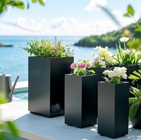 Paravent de jardin extérieur minimaliste classique en aluminium pulvérisé découpé au laser, avec jardinière intégrée, fabrication OEM/ODM
