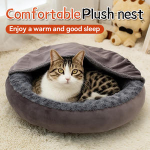 Venta al por mayor fabricante logotipo personalizado suave cálido felpa mascota proveedor perro gato cueva cama - Product Image 2