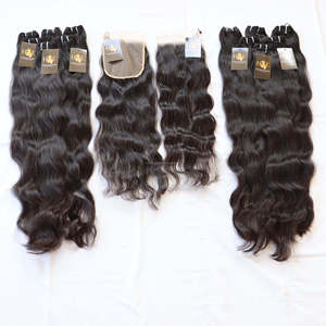 Vendedores de cabello virgen peruano, extensiones de cabello humano ondulado de cuerpo profundo, brasileño, con cierre Frontal de encaje Hd, venta al por mayor - Product Image 1