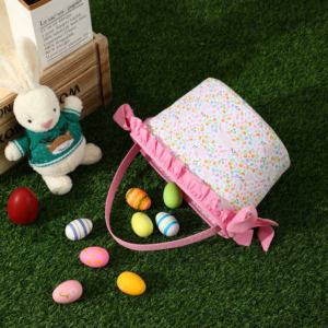 Personalized Girl Egg Hunt Basket <strong>Easter</strong> Eggs Hunting Party Decoration <strong>for</strong> Kids Canvas Bunny Bag With Bow Knot - Product Image 4