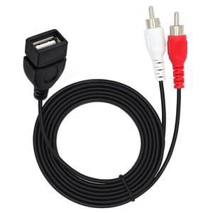 Cable USB a 2RCA USB 2,0 A hembra a 2RCA macho Y Splitter <span class=keywords><strong>Audio</strong></span> Video AV Cable adaptador compuesto (USB F/2RCA M) - Product Image 1