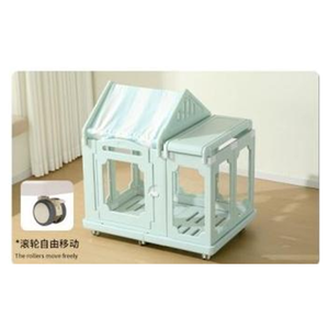 Elegante y Dulce Mansión Modular para Mascotas de HDPE, Recinto Interior Impermeable y Fácil de Limpiar con Ruedas Móviles y Desmontable - Product Image 1