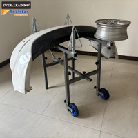 Chariot de peinture robuste en alliage métallique à 4 roues, support réglable pour atelier de carrosserie, pour jantes et ailes, avec poignée inclinable et roues solides