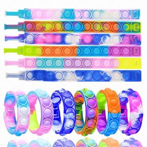 <b>Kids</b> Eco-Friendly Push Pop Simple Bracelet Fidget Durable Toys Silicone PU Plastic Popper Squeeze Sensory <b>Bubble</b> Rainbow - Product Image 1