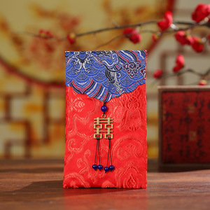 Busta Rossa in Stile Cinese di Alta Qualità in Broccato con Nodo a Nappa per Matrimonio, Sacchetto Portasoldi in Tessuto Artistico, Borsa Regalo per Capodanno - Product Image 6