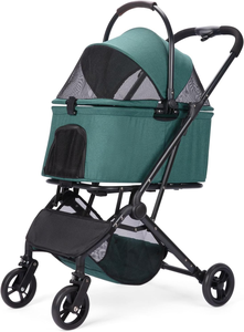 3 में 1 पालतू स्टूलर डिचचटेबल टेबल 4 पहियों बिल्लियों छोटे और मध्यम कुत्तों की ट्रॉली गाड़ी दिखाई देने वाली गाड़ी - Product Image 4