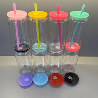 2025 NUEVA LLEGADA 16oz Vasos de plástico Libby Venta caliente Lata de cerveza de plástico viene con tapa y lata de plástico acrílico de paja