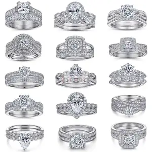 Customized Sterling 925 Silver Ring Women Jewelry Wedding Set Gold Plated Stacking Rings With Round Cut Aaaaa CZ