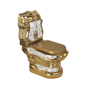 Inodoro <span class=keywords><strong>de</strong></span> una Pieza <span class=keywords><strong>de</strong></span> Cerámica para Baño, Diseño <span class=keywords><strong>de</strong></span> Lujo, Estilo Real, Electrochapado en Oro Blanco, Sanitario Dorado - Product Image 1