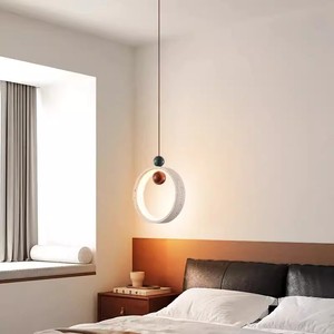Circular Yellow Travertine Pendant <b>Light</b> Led Round Single Head For Bedroom Living Room Hotel Guesthouse - Product Image 2