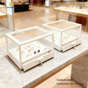 Vitrine de présentation de bijoux commerciale moderne et minimaliste, en verre, avec éclairage LED blanc, écologique, anti-poussière - Product Image 4