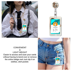 Portacredenciales Retráctil Personalizado con tu FOTO/LOGO/NOMBRE, <span class=keywords><strong>Clip</strong></span> Giratorio Resistente y Porta Identificación Vertical con Protección UV - Product Image 6