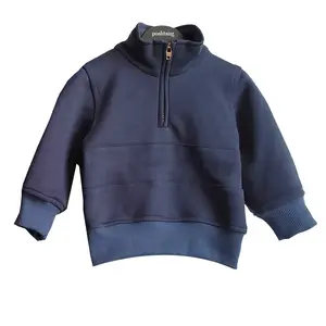 Autumn Boys French Terry Solid Color Half-Zip Sweatshirt Kids Long-Sleeved Pullover Sweaters