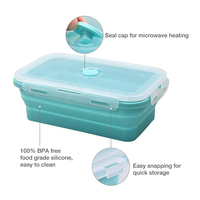 Conteneur alimentaire pliable en silicone 800 ml, boîte à lunch réutilisable pour la préparation des repas, compatible micro-ondes, congélateur et lave-vaisselle