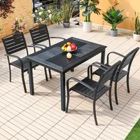 Ensemble table et chaises de jardin XY avec 4 places, en alliage d'aluminium, design moderne, écologique, pour patio, ferme et hôtel