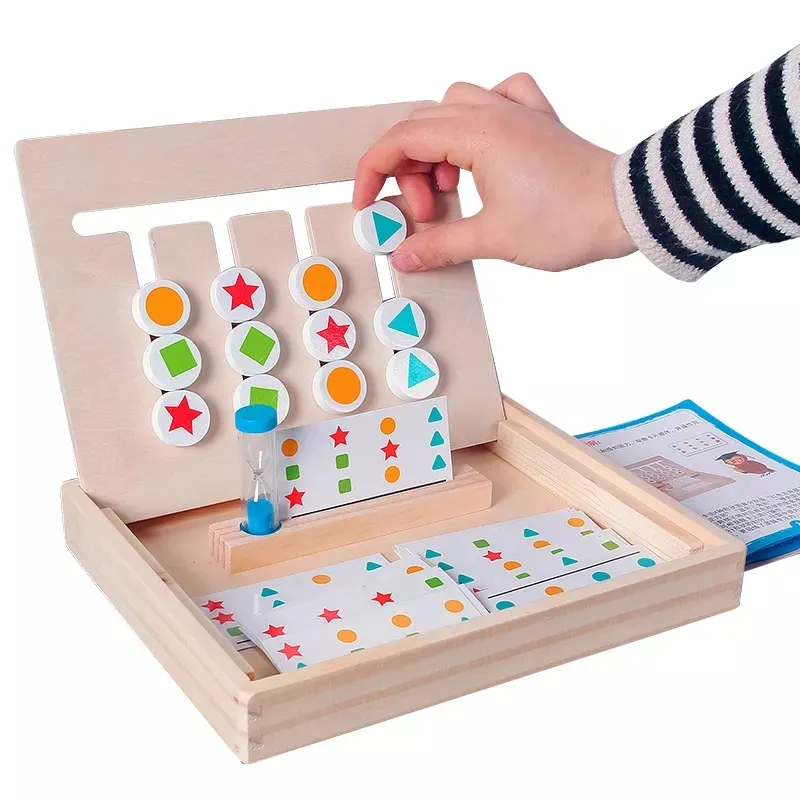 Wooden Math Educational Connect Four Color Line Up Classic Double Sided Matching Game Logical Reasoning Training Montessori Toys