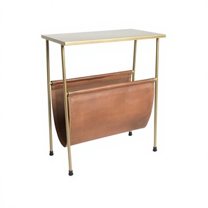 Revistero de Metal y Cuero con Diseño Moderno para Decoración de Hogar, Oficina y Sala de Estar - Product Image 1