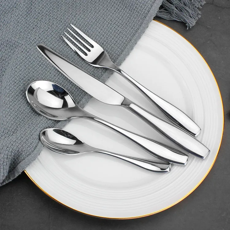 Modern Stainless Steel Spoon Knife Fork Set Home Restaurant Hotel Flatware Silver Cutlery
