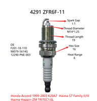 Bougie d'allumage NGK d'origine 4291 ZFR6F-11 pour Honda Accord et Haima S7 Family Happin Series