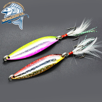 Matériel de pêche dur artificiel bionique coloré en Stock 8g 14g perche bar en métal cuillère paillettes avec crochet à plumes