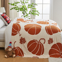 Herbst-Kürbis-Wurfdecke, Wendbare Weiche Gemütliche Strickdecke, Großhandel für Thanksgiving, Herbst, Halloween, Heimdekoration