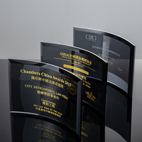 Plaque de certification en cristal noir brillant avec logo personnalisé en or UV, plaque de récompense rectangulaire en cristal pour souvenir d'entreprise