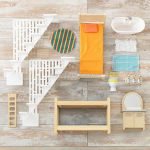 Maison de poupée en bois grande taille pour enfants avec accessoires, modèle de chambre et meubles, jouets pour enfants, jeu à quatre côtés - Product Image 4