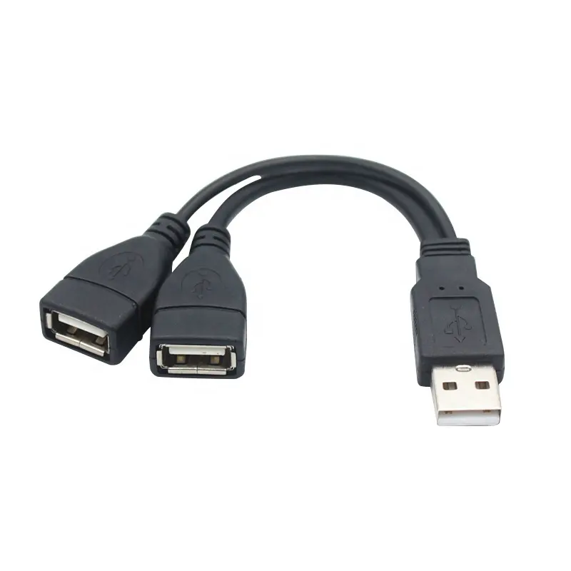 Kabel Splitter Ekstensi USB 15CM 30CM USB 2.0 A Male Ke 2 Dual Female Kabel Splitter Y Data Pengisian Cepat