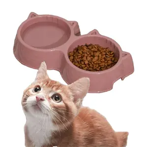 Einfach zu reinigendes Katzenfutter- und Wasserschüssel-Set Haustier-Doppelschalen-Fütterungen für Kätzchen Indoor
