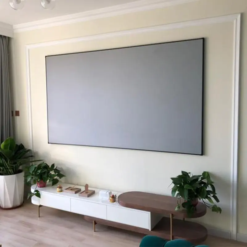 120 "16:9 Hd 4k ALR Pantalla de proyector montado en la pared de 1cm marco estrecho Anti luz para mascotas de Metal sólo proyector pantalla personalización